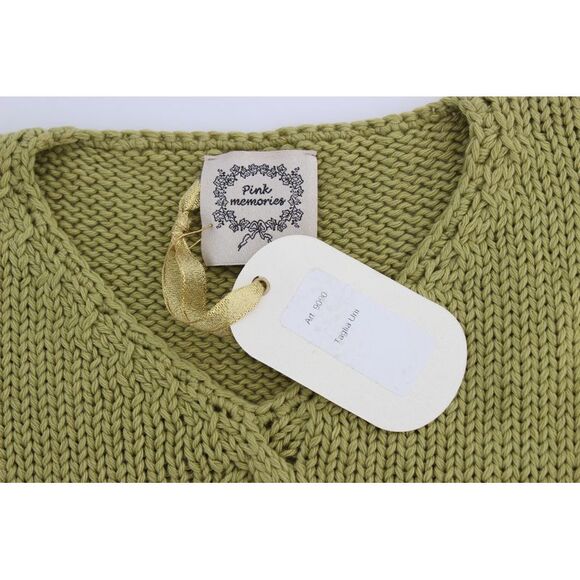 PINK MEMORIES Knit Sleeveless Vest Casual VNeck Women Green Sweaters - Picture 6 of 6